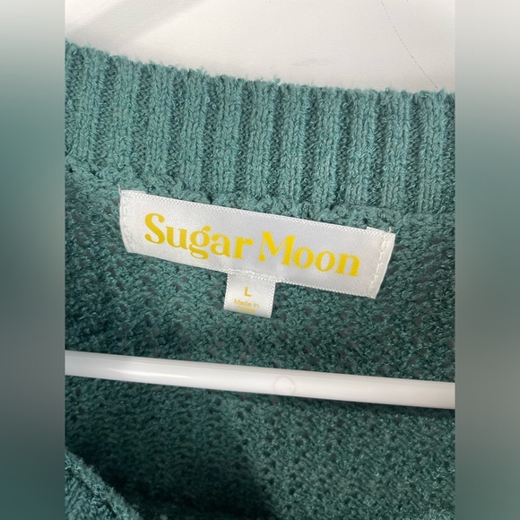 Sugar Moon Green & Tan Knitted Butterfly Cropped Sweater Size Large Girls EUC - Picture 6 of 6